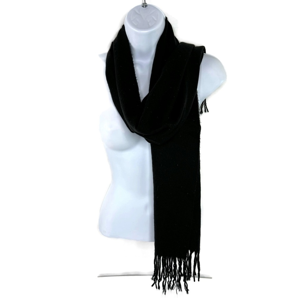 Italian Solid Black Soft Acrylic Scarf Light Weight Dress up Or Down